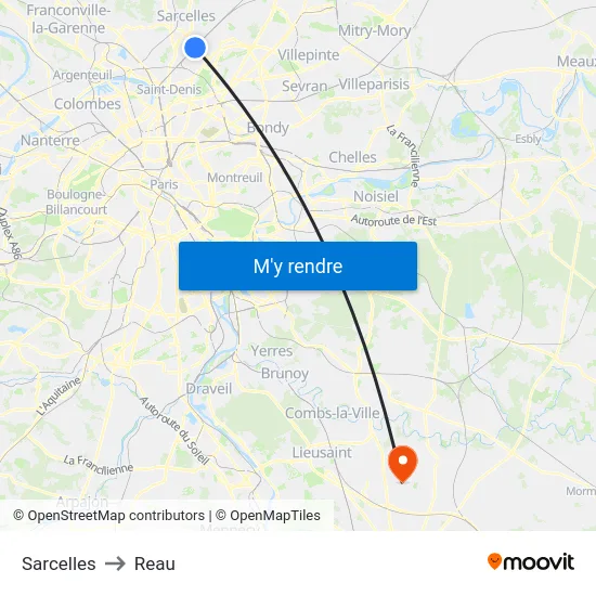 Sarcelles to Reau map