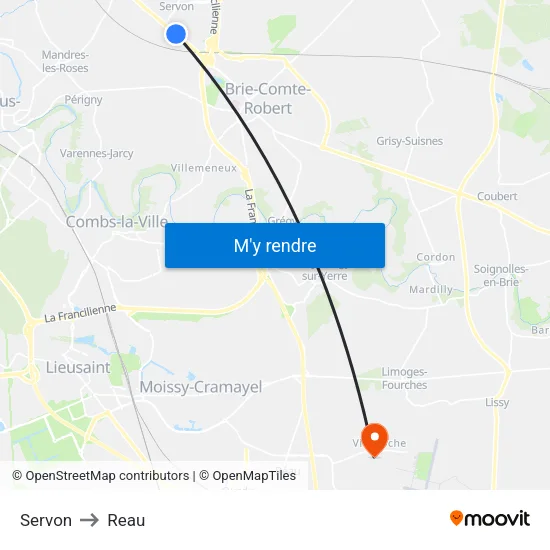 Servon to Reau map