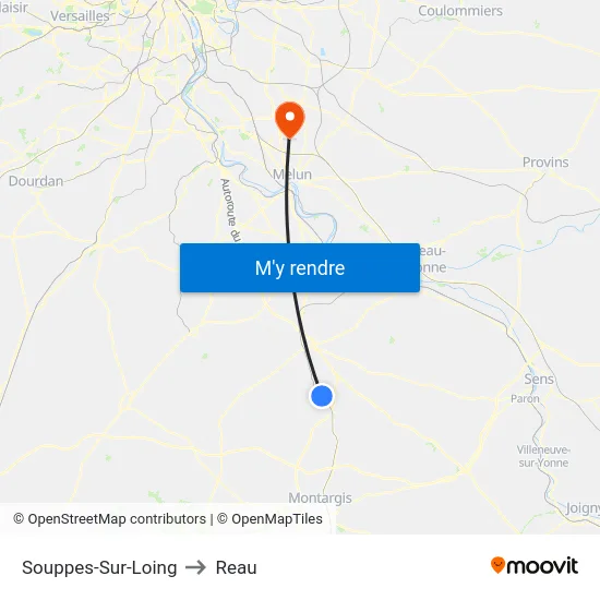 Souppes-Sur-Loing to Reau map