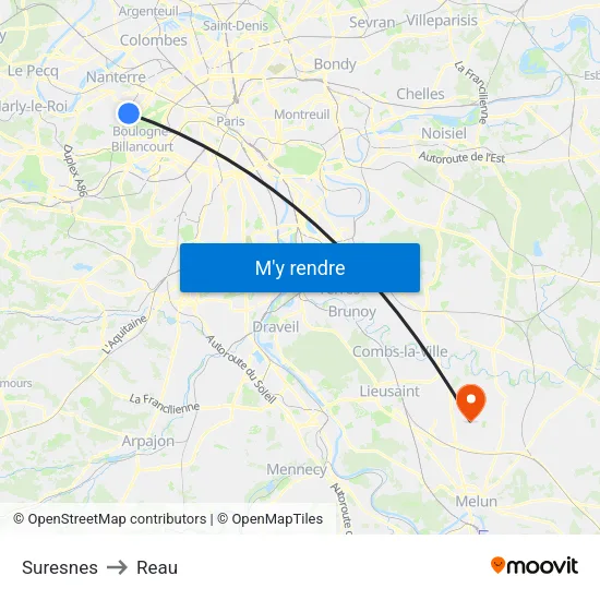 Suresnes to Reau map