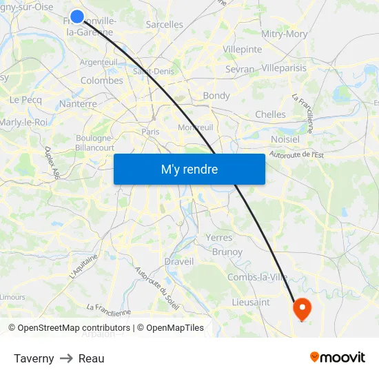 Taverny to Reau map