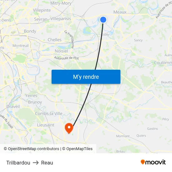 Trilbardou to Reau map