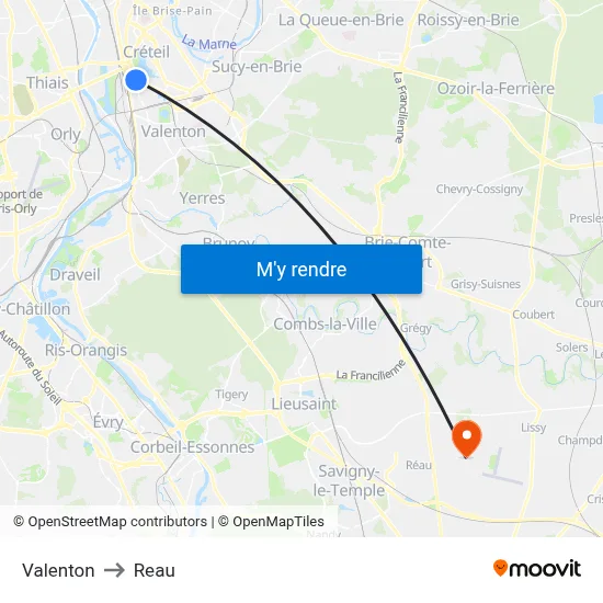 Valenton to Reau map