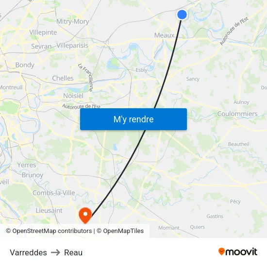 Varreddes to Reau map