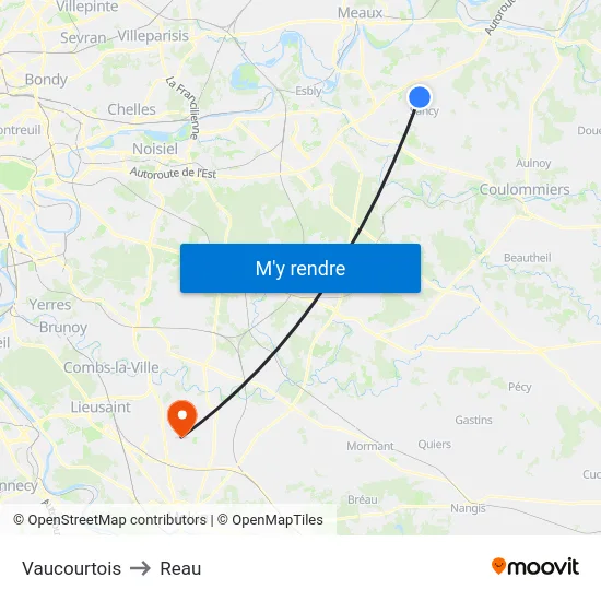 Vaucourtois to Reau map
