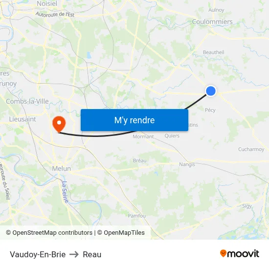 Vaudoy-En-Brie to Reau map
