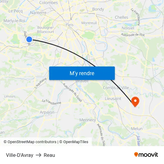 Ville-D'Avray to Reau map