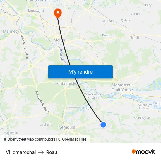 Villemarechal to Reau map