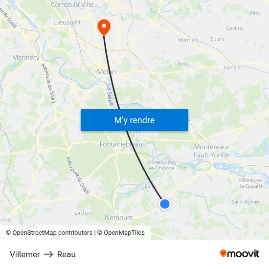 Villemer to Reau map