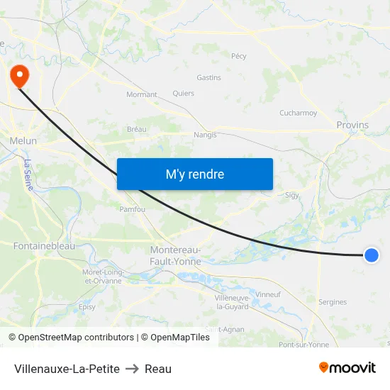 Villenauxe-La-Petite to Reau map