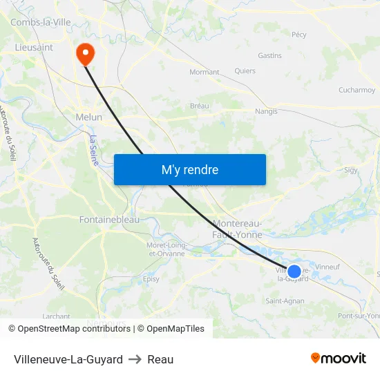 Villeneuve-La-Guyard to Reau map