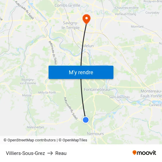 Villiers-Sous-Grez to Reau map