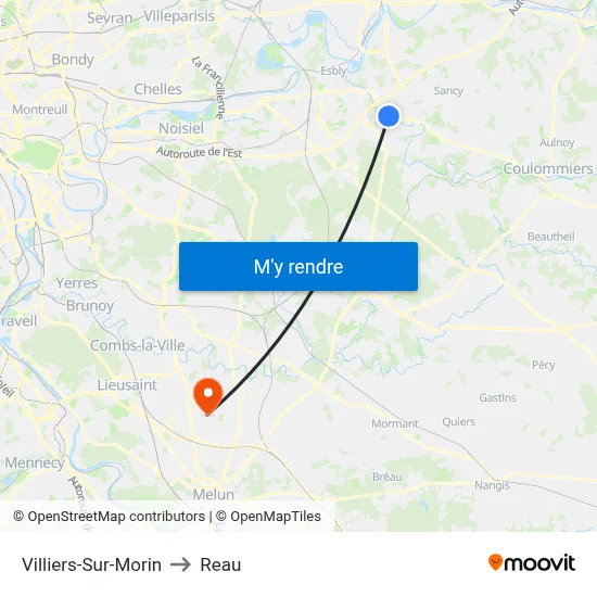 Villiers-Sur-Morin to Reau map