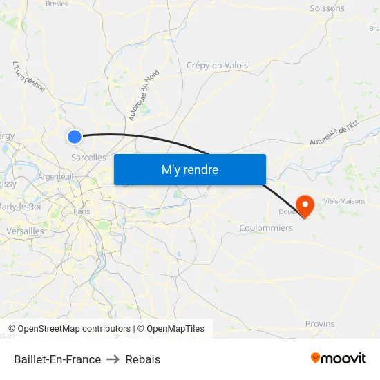 Baillet-En-France to Rebais map
