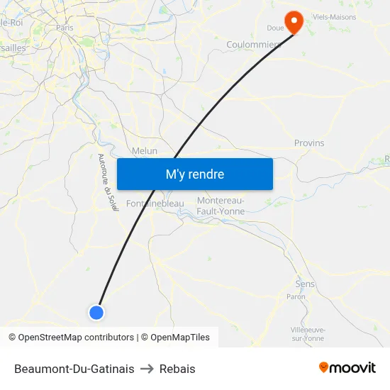 Beaumont-Du-Gatinais to Rebais map