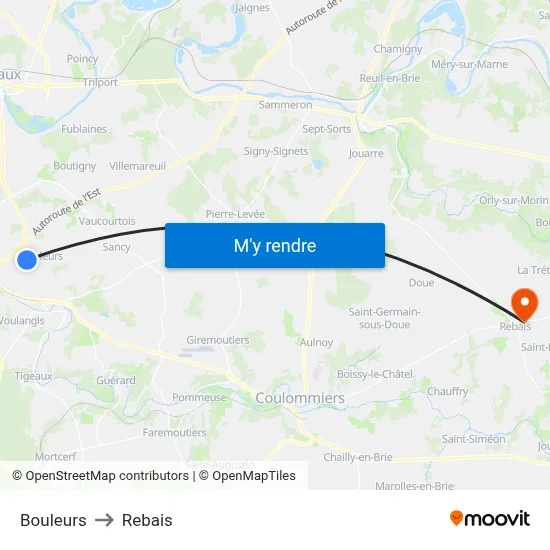 Bouleurs to Rebais map