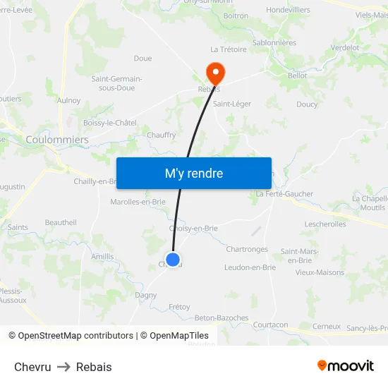 Chevru to Rebais map