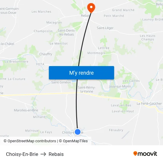 Choisy-En-Brie to Rebais map