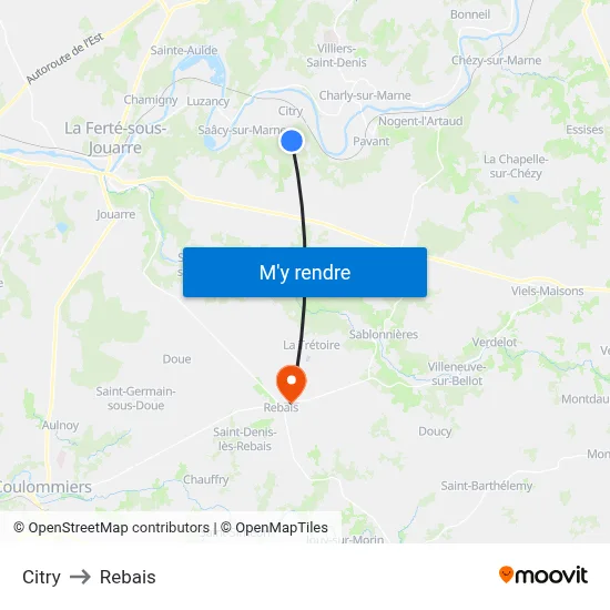 Citry to Rebais map