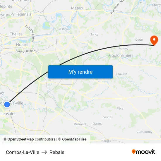 Combs-La-Ville to Rebais map