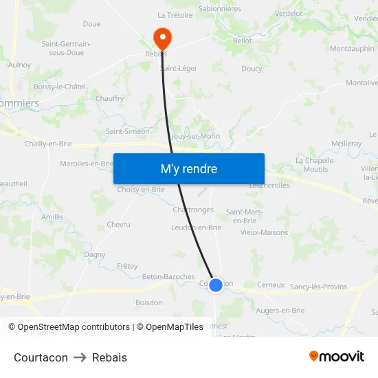 Courtacon to Rebais map