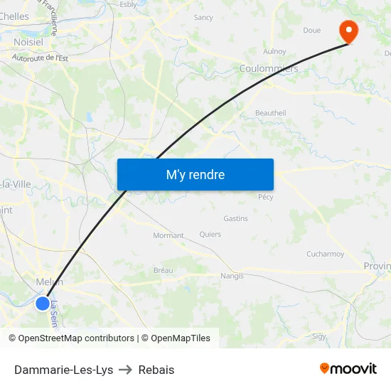 Dammarie-Les-Lys to Rebais map