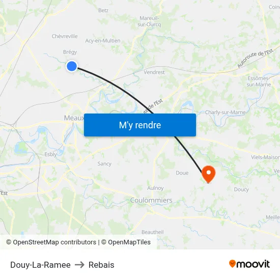 Douy-La-Ramee to Rebais map