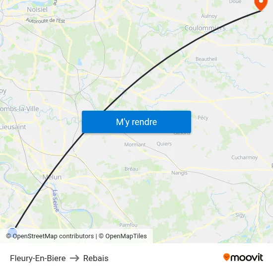 Fleury-En-Biere to Rebais map
