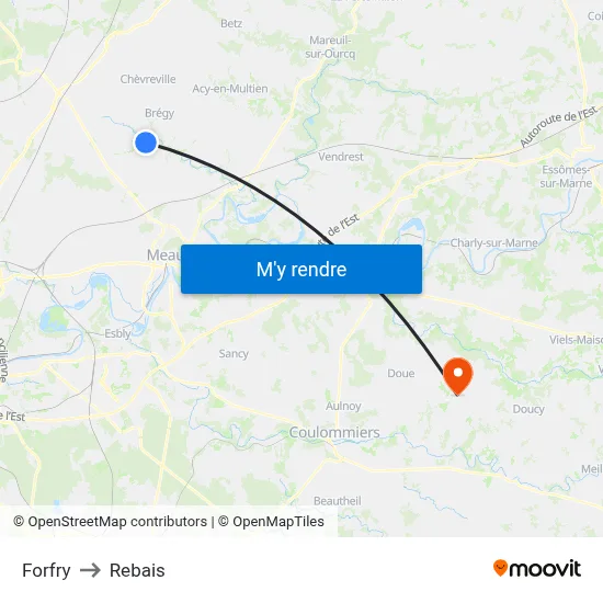 Forfry to Rebais map