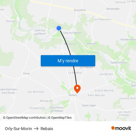 Orly-Sur-Morin to Rebais map