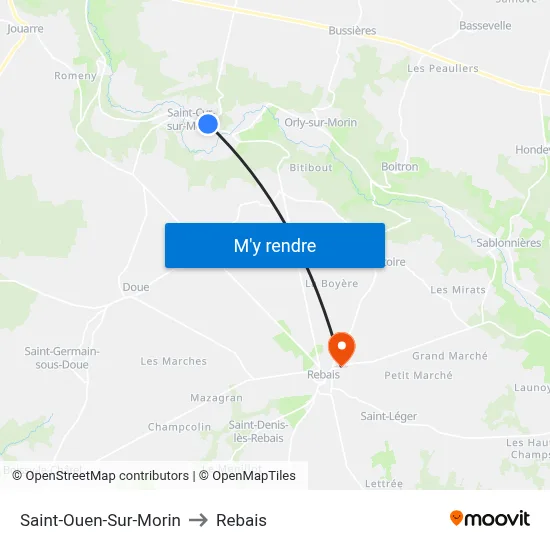 Saint-Ouen-Sur-Morin to Rebais map