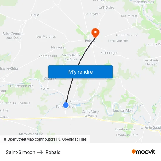 Saint-Simeon to Rebais map