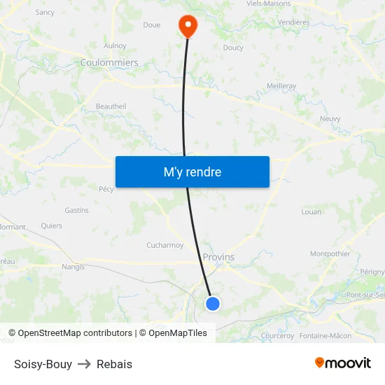 Soisy-Bouy to Rebais map