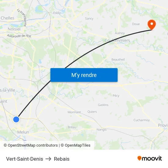 Vert-Saint-Denis to Rebais map