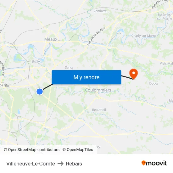 Villeneuve-Le-Comte to Rebais map
