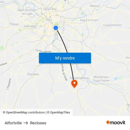 Alfortville to Recloses map