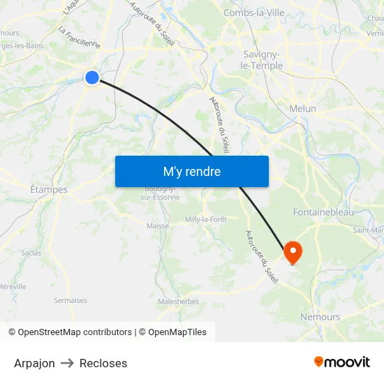 Arpajon to Recloses map