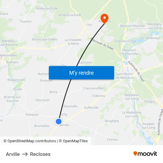 Arville to Recloses map