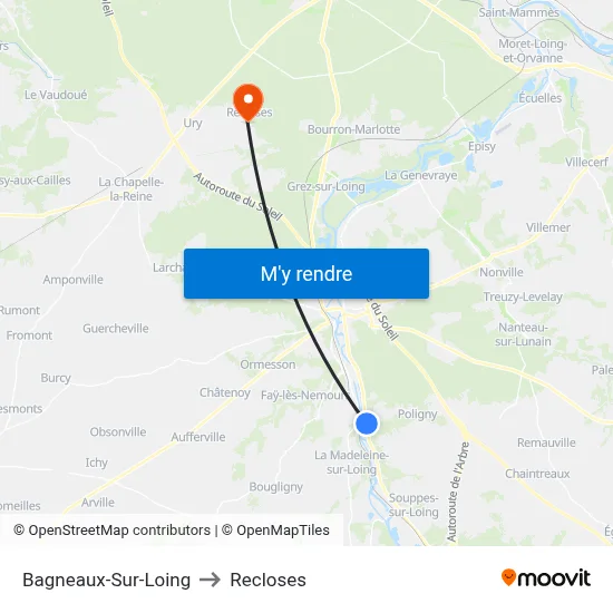 Bagneaux-Sur-Loing to Recloses map
