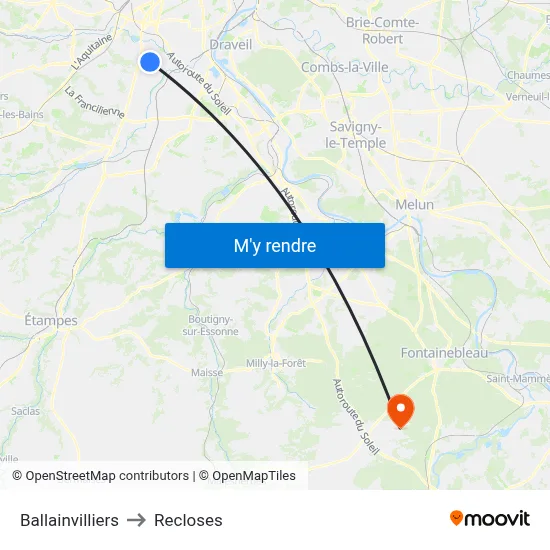 Ballainvilliers to Recloses map