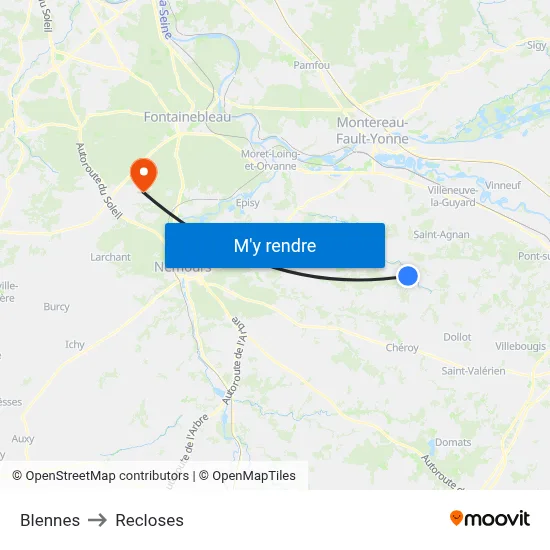 Blennes to Recloses map