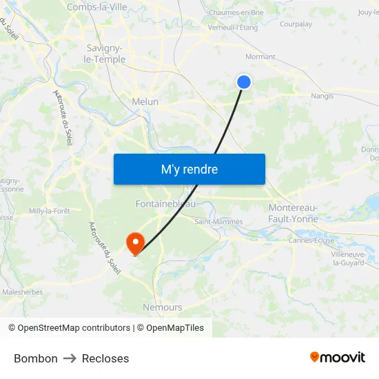 Bombon to Recloses map