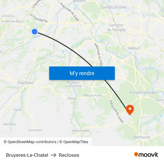 Bruyeres-Le-Chatel to Recloses map