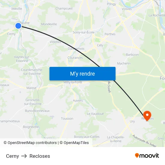 Cerny to Recloses map