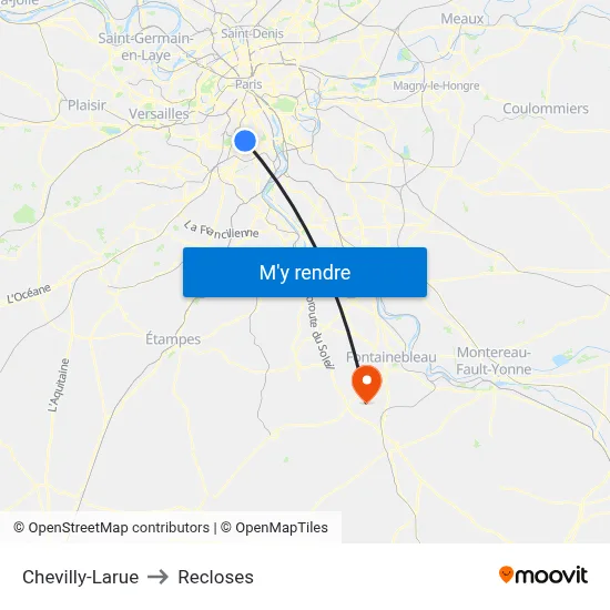 Chevilly-Larue to Recloses map