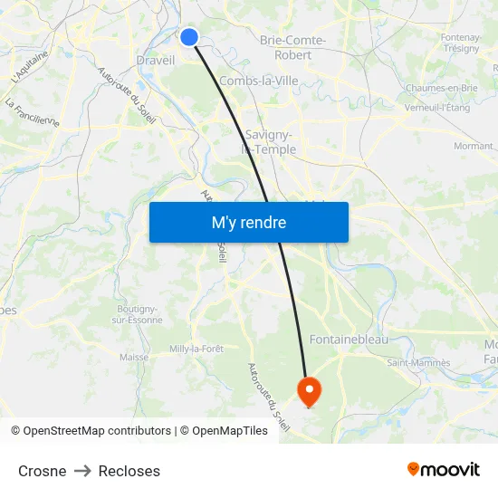 Crosne to Recloses map