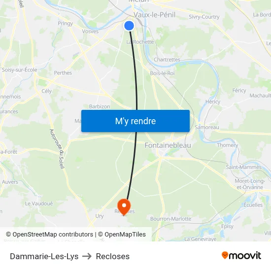 Dammarie-Les-Lys to Recloses map