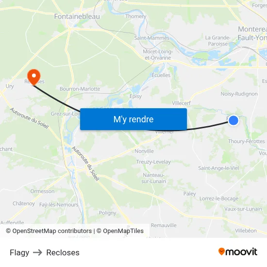 Flagy to Recloses map