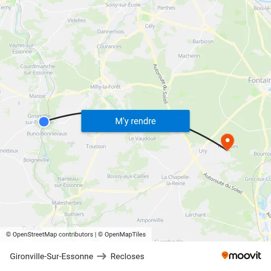 Gironville-Sur-Essonne to Recloses map