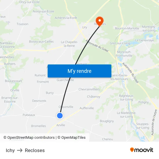 Ichy to Recloses map
